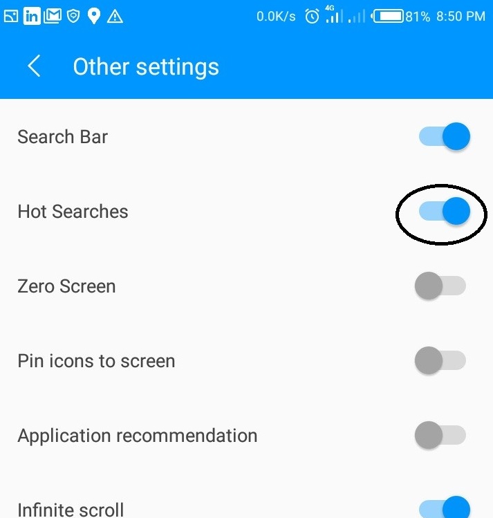 Switch off hot searches