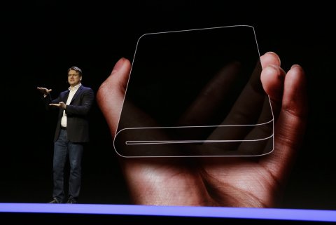 Justin denison SVP of mobile product developmennt talks about the infinity flex display of a folding smartphone 