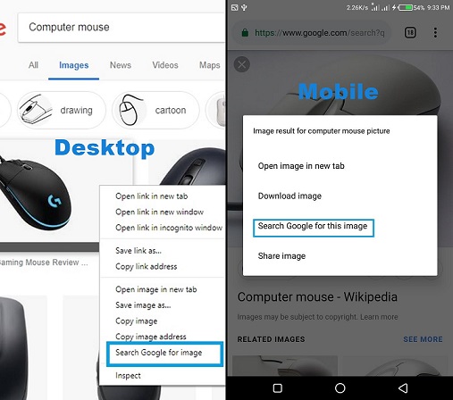 search google for image Desktop and Mobile