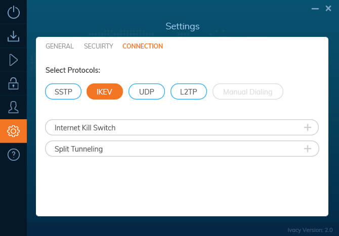 Settings-Connection protocols