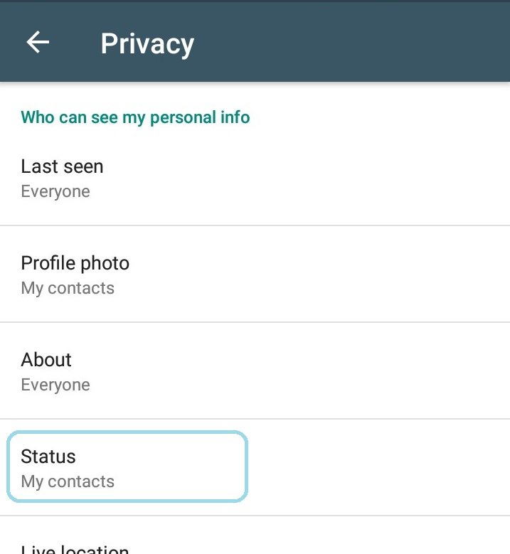 How to Choose who can see your Whatsapp Status Update  7
