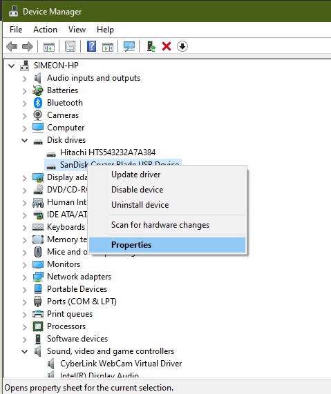 Disk Drive properties