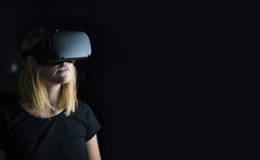 A woman with Virtual Reality Headset